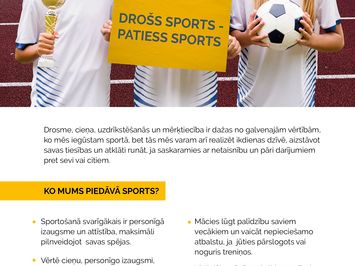 Informē par Latvijas Antidopinga biroja un Bērnu aizsardzības centra iniciatīvu “Drošs sports – Patiess Sports”