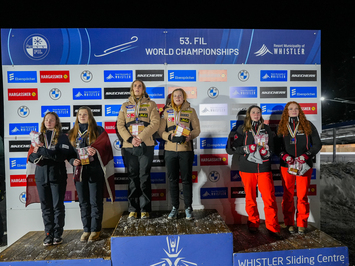 Latvijas sportistes izcīna sudraba medaļu U23 pasaules čempionātā kamaniņu sportā Vistlerā (Kanādā) 2025!