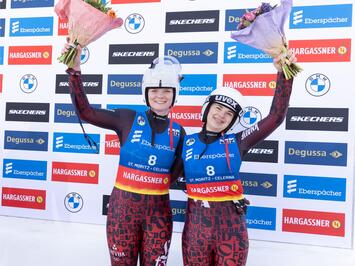 LATVIJAS KAMANIŅU BRAUCĒJIEM BRONZA SANKTMORICĀ – SEZONAS PRIEKŠPĒDĒJAJĀ PASAULES KAUSA POSMĀ SADALĪTI SVARĪGI PUNKTI